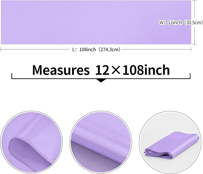 4-Pack Lavender Satin Table Runner 12 x 108 Inch Long Bright and Smooth Silk