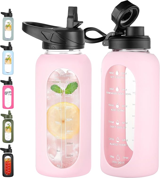CIVAGO 32 oz Glass Water Bottle