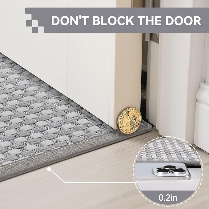Front Door Mat 17''x30'', Absorbent Dirt Resist Washable Non Slip Low-Profile