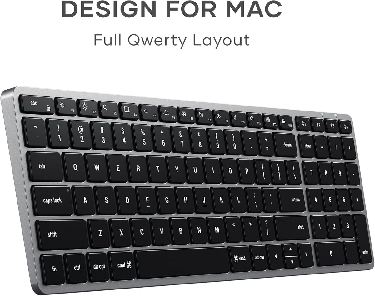 Satechi Slim X2 Bluetooth Backlit Keyboard, Multi-Device Sync, Space Gray