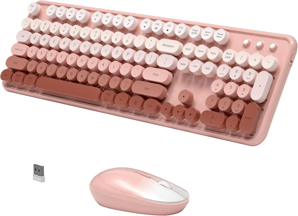 Colorful Wireless Computer Keyboard and Mouse, Peach Gradient