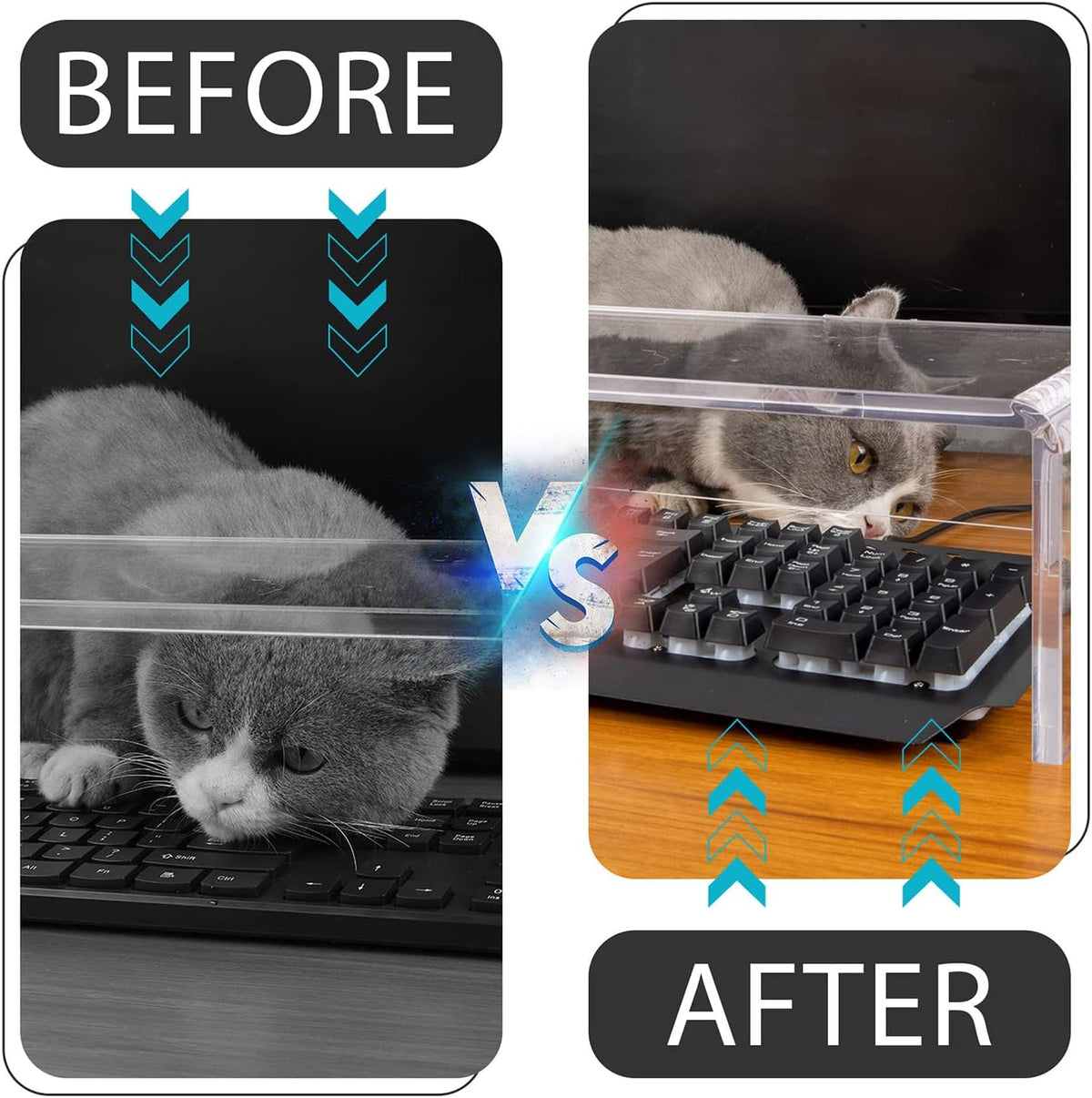 Anti-Cat keyboard cover, laptop keyboard covers cat proof, clear keyboard protector, PC Desk Stand for Keyboard Storage acrylic Monitor Stand Riser and Laptop Stand Riser (20"/7.1"/4.8")