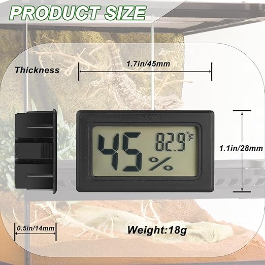 Reptile Thermometer and Humidity Gauge Digtal Terrarium Thermometer Rectangle Bearded Dragon Cage Accessories Reptile Temp and Humidity Gauge for Leopard Gecko Hermit Crab Gecko Lizard Etc 4pc