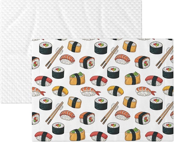 Two Sided Plush Pet Blanket for Warmth Comfort, Sushi, Reversible Throw with Cozy Nubby Side for Chilly Nights Napping Spots Around House