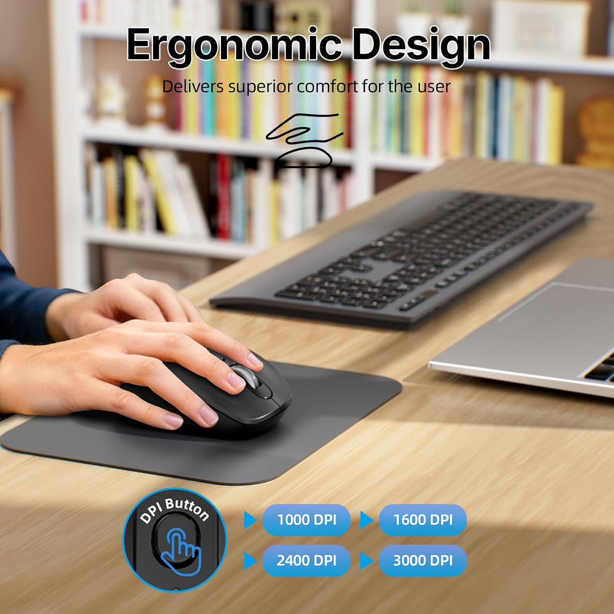 INFINMIND Wireless Keyboard Mouse Combo, Silent Multi-Functional Design.