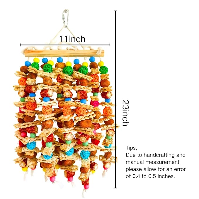Large Bird Parrot Toys,Multicolored Natural Macaws Toy Bird Chewing Toy for Cokatoos African Grey and Large Medium Birds
