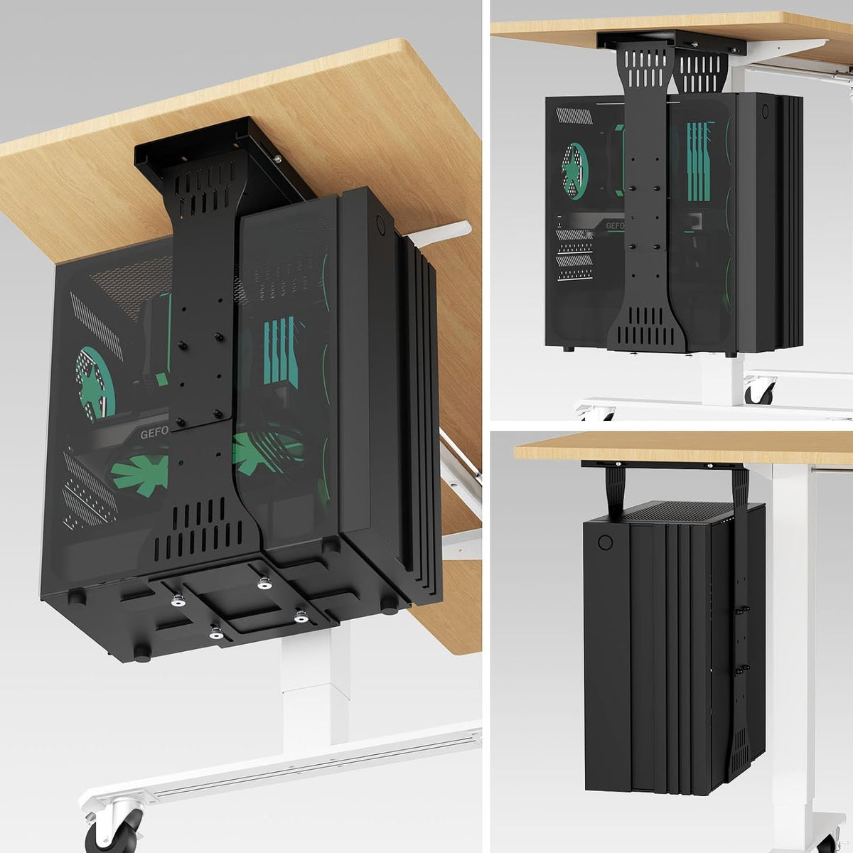 KEEGH Under Desk PC Mount, Adjustable Computer Tower Stand, Black