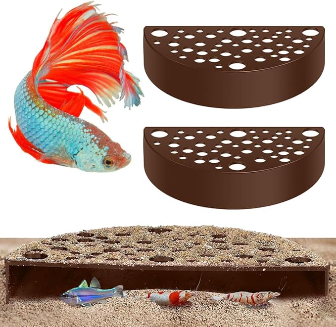 2 PCS Shrimp Hides, Plastic Shrimp Cave, Aquarium Tunnel for Shrimps Breeding Hiding, Aquarium Hideout for Shrimps Small Fish, Fish Tank Accessories, Brown