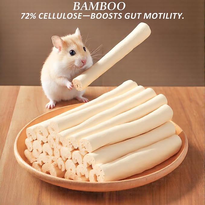 Rabbit Toys,400g (14.1oz) Bunny Chew Sweet Bamboo Sticks,100% Organic Natural Hamster Molar Treat,Guinea Pig Food Snack Stuff for Clean Teeth Pet Squirrel Rat Chinchilla Hedgehog Gerbil
