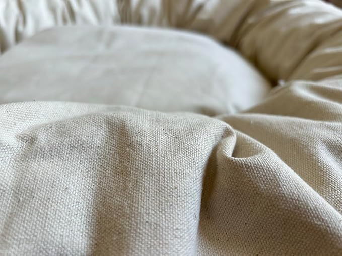Organic Cotton Canvas Dog Bed: Removable Cover, Natural Fill - Made in USA (Natural, X Large 42" x 8" inches)