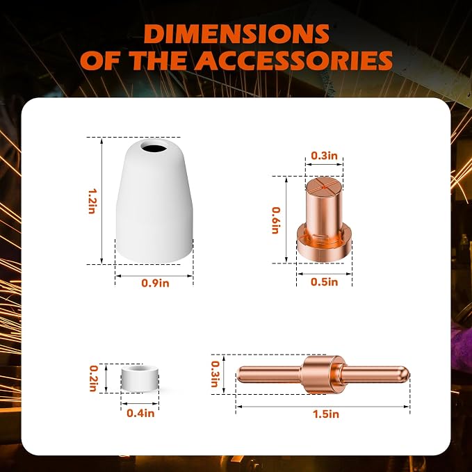 60PCS PT31 Plasma Cutter Consumables, High-Quality Cutting Performance Nozzles