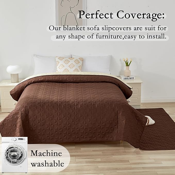 Waterproof Dog Bed Cover Pet Blanket, Soft Pet Couch Covers for Sofa Washable, Bed Couch Sofa Furniture Protector for Puppy Cat Kids (Brown,210 * 305 CM)