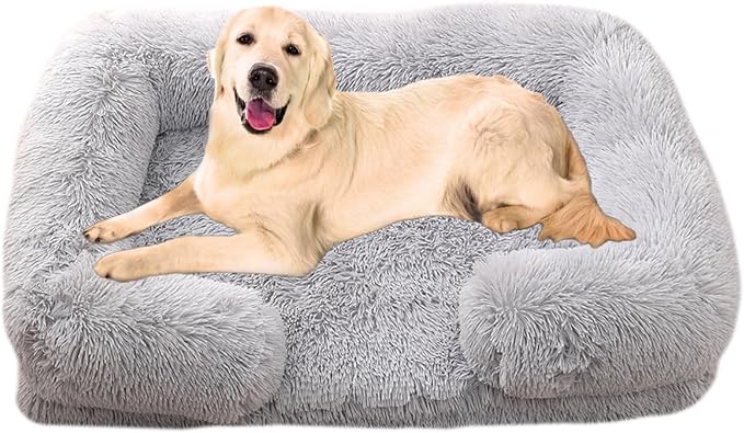 Dog Beds Large Sized dog Orthopedic, Sofa Dog Bed with Waterproof Lining and Nonskid Bottom, Rectangle Washable Dog Bed for Medium Small Dogs and Cats Comfortable ( Color : Gray1 , Size : 23 x 18" )