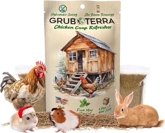 GrubTerra Coop Refresher Zero Odor Freshener for Chicken Pen, Suitable for Chicken Waterer and Chicken Feeder, Smell Control Solution for Clean and Fresh Chicken Living Environment