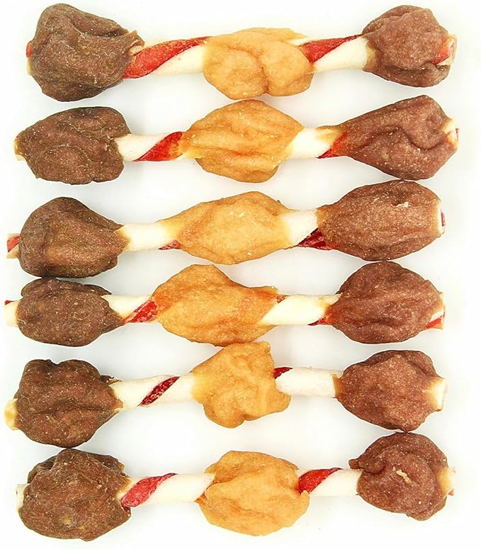 Hubert Pet Triple Flavored Rawhide Kabobs, Chicken, Duck & Pork Hide Dog Chews, All Natural Treats for All Dog Sizes, 2 Pound Resealable Bag