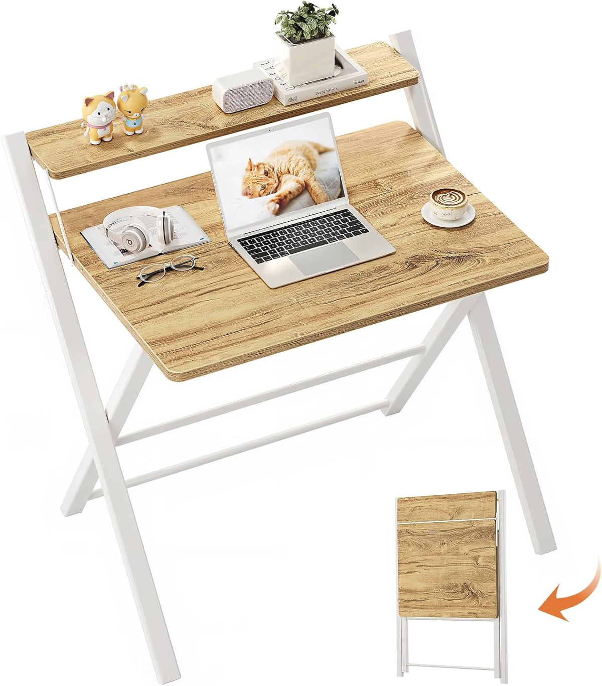 GreenForest Folding Desk No Assembly, Sturdy Computer Desk for Small Spaces