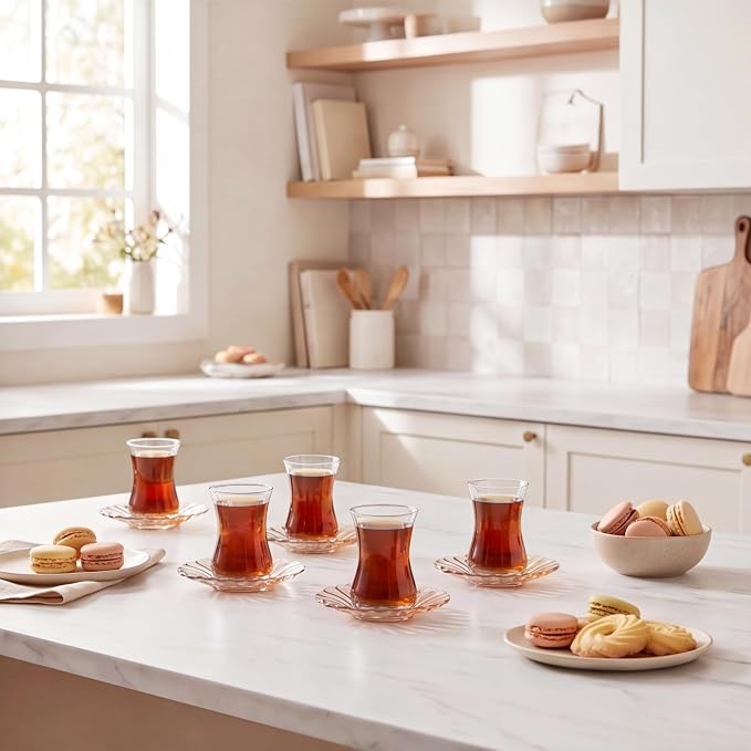 Karaca Luna 12-Piece Turkish Tea Cups