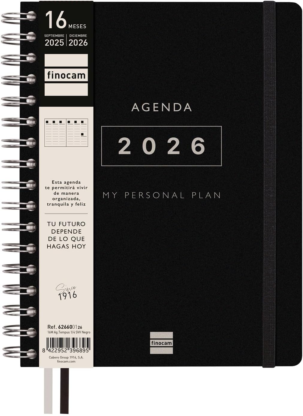 Finocam - Tempus Agenda 16 Months 2025 2026 Week View Vertical September 2025 - December 2026 (16 months) Black Spanish