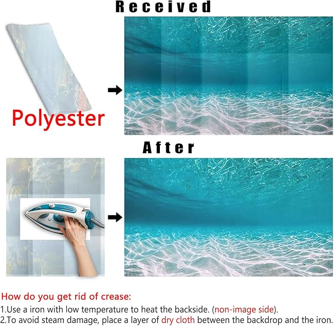 30X12IN Natural Undersea Aquarium Background, Undersea Beach Fish Tank Background, with 8 EVA Double-Sided Tape