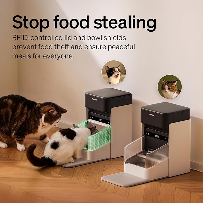 PETLIBRO RFID Cat Feeders for 3 Cats, Collar Tag for Personalized Meals, Cats Recognition, Diet Tracking and Anti-Stealing for Multi-Pets Homes and Different Diets, Wi-Fi Automatic Cat Food Dispensers