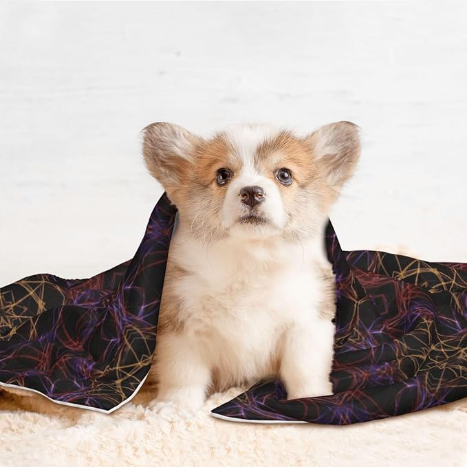 Double Sided Pet Bed Blanket for Added Cushion Warmth, Magic Smoking Sacred Geometric, Reversible Cover with Textured Dot Surface for Existing Beds Standalone Mat