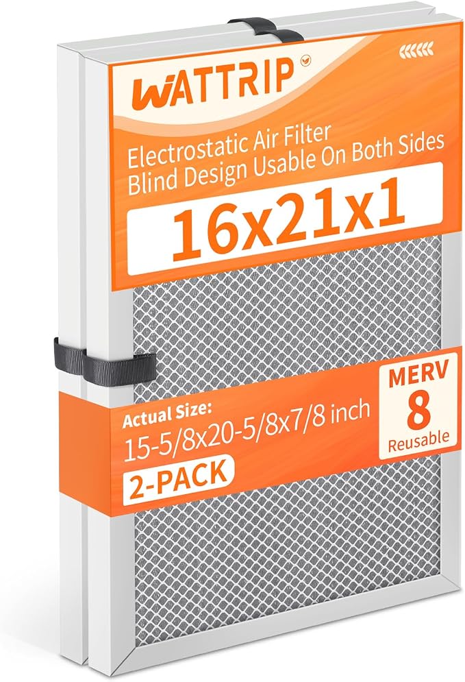 2-Pack 16x21x1 MERV 8 Reusable & Washable Electrostatic Air Filters