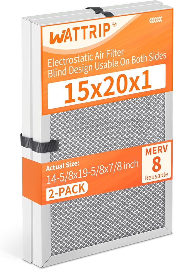 2-Pack 15x20x1 MERV 8 Reusable & Washable Electrostatic Air Filters