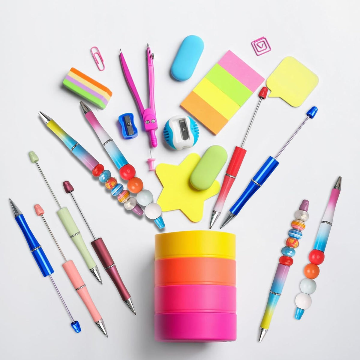 600 Pcs Bead Pens with Refills, Black Ink(Multicolor)