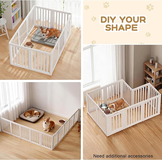 Clear Dog Play Pen,Pet Playpen with Door,Easy to Clean and Install Puppy pens for Both Indoor and Outdoor use (White, 30.3 inch Height, 10 Panels)