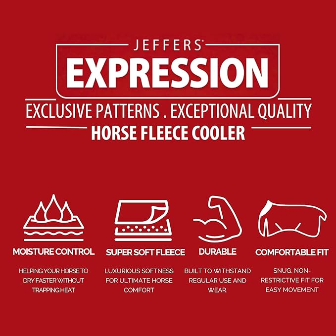 Jeffers Expression Fleece Cooler for Horses, Standard Neck, Skater Cowgirl 69"- Equine Towel Blanket, Moisture Absorbent, Light Weight, Best for Drying, Exercise, Bathing, Adjustable Belly Bands