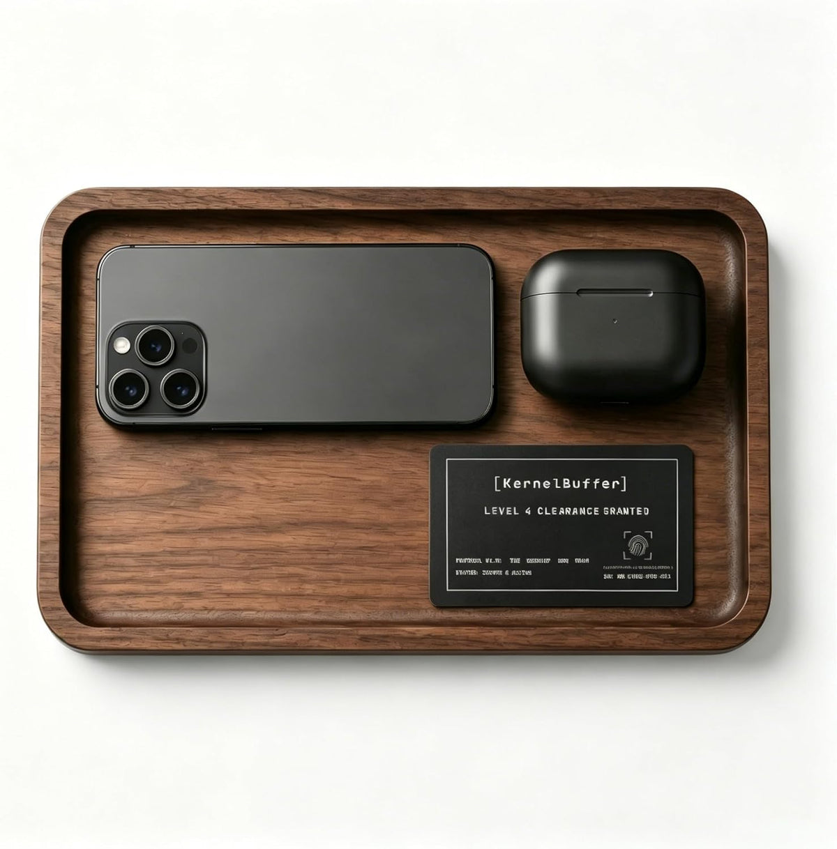 Solid Black Walnut EDC Dump Tray - Premium Valet Tray for Men, Minimalist Geek Desk Setup Accessory & Nightstand Catchall Organizer (9.8" x 5.9")