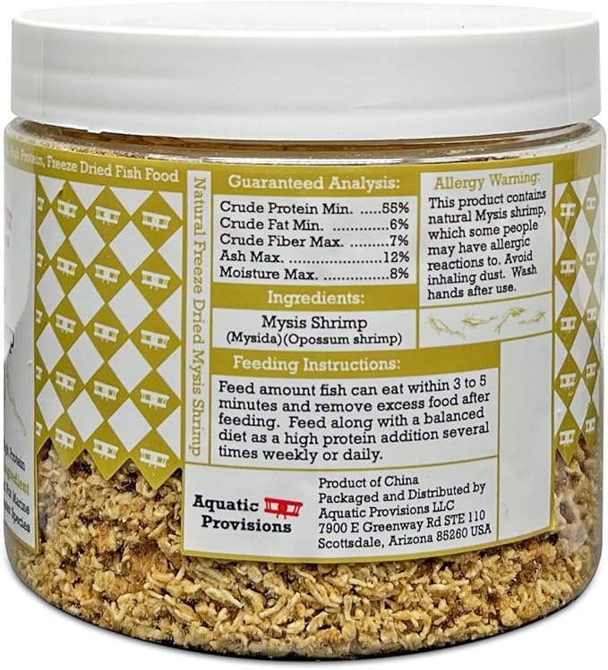 Mysis Fish Food 2.5 oz, Freeze Dried, for Freshwater and Marine Aquarium Fish