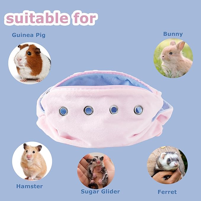 Meow&Woof Sugar Glider Bonding Pouch & Small Animal Carrier - Escape-Proof Sling for Hedgehogs, Ferrets, Hamsters Soft Critter Cuddler (10"x6", Pink)
