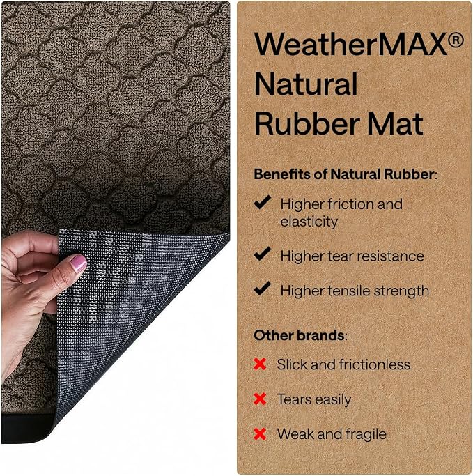 GORILLA GRIP 100% Waterproof All-Season WeatherMAX Doormat, US Designed Natural