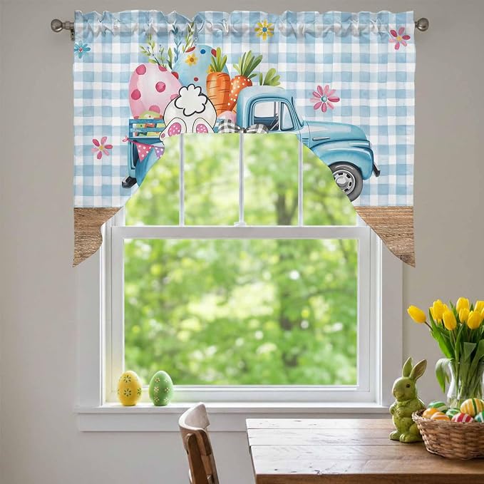 Swag Valance Curtains, Easter Truck