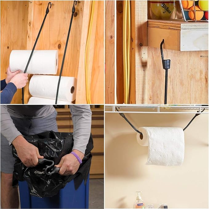 ZHOUBIN 24 Inch Black Bungee Cords with Hooks Heavy Duty, 2 Pcs