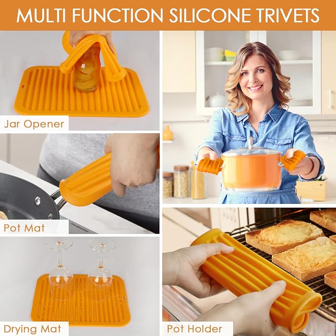 Silicone Trivets for Hot Pots and Pans, 9 * 12" Orange Silicone Hot Pads Pot