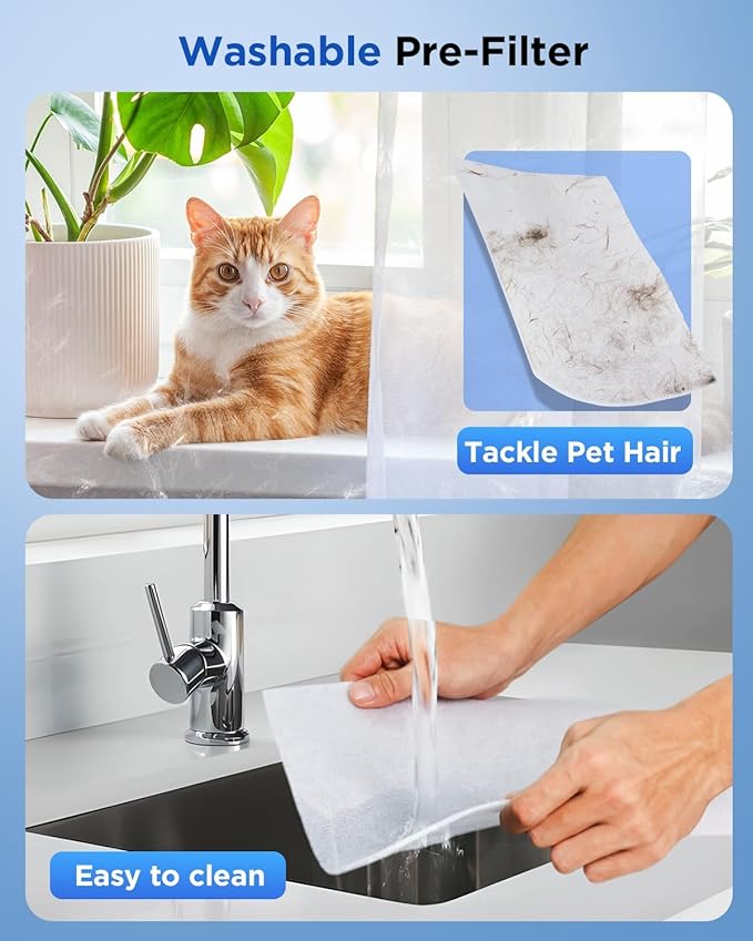 Air Purifiers for Home Large Room up to 2200sq.ft, MOOKA Air Purifier for Home Pets with Washable Filter, PM 2.5 Display Air Quality Sensor Air Cleaner for Bedroom, Dorm Room, Pets, Office PR1