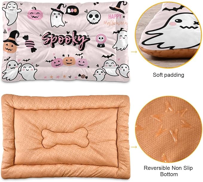 Pet Bed Halloween Ghost Dog Bed Mat Absorbing Non Slip Pad Pet Sleeping Mat for Small, Medium, and Large Dogs Puppy Cat 36 in x 24 in