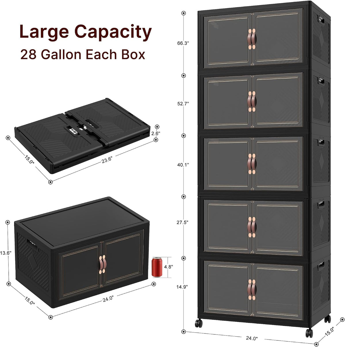 UAMFURI Stackable Storage Bins with Lids, 550QT Lockable Storage Cabinet