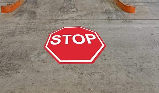 "Stop" Durable Laminated Vinyl Floor Sign- Sign by Graphical Warehouse- 5S Safety and Security Signage, Visual Communication Tool (16")