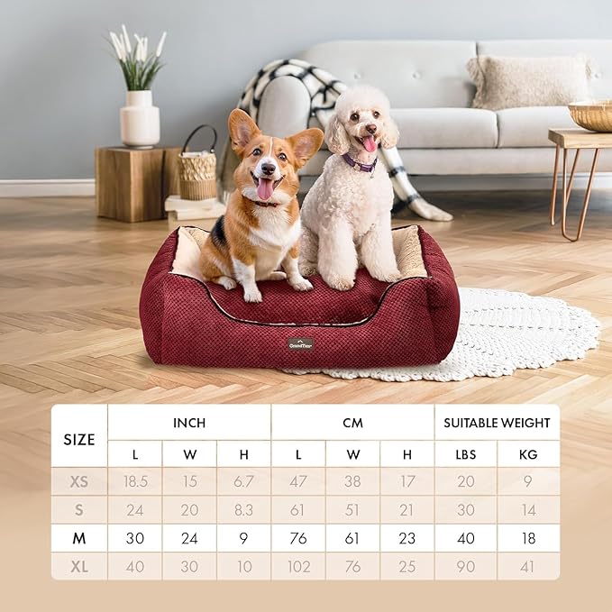 GRANDTIES Fluffy Dog Beds for Small Medium Large Dogs & Cats, Machine Washable Dog Bed, Rectangle Breathable Soft Calming Sleeping Pet Beds Warming with Waterproof & Non-Slip Bottom (M 30", Azure)
