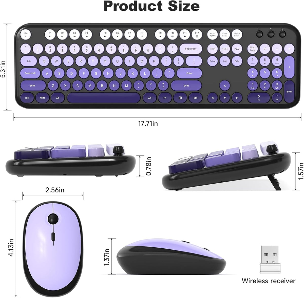 MOFII Wireless Keyboard and Mouse Combo,2.4G Typewriter Keyboard Quiet Mice