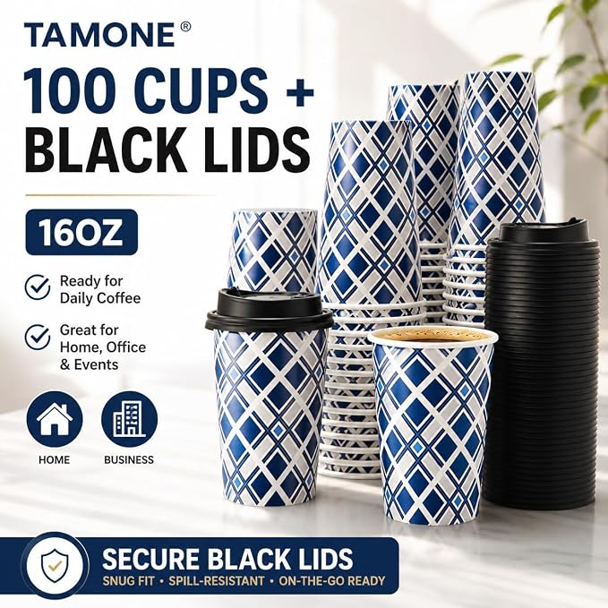 Tamone 100 PACK 16OZ Disposable Coffee Cups