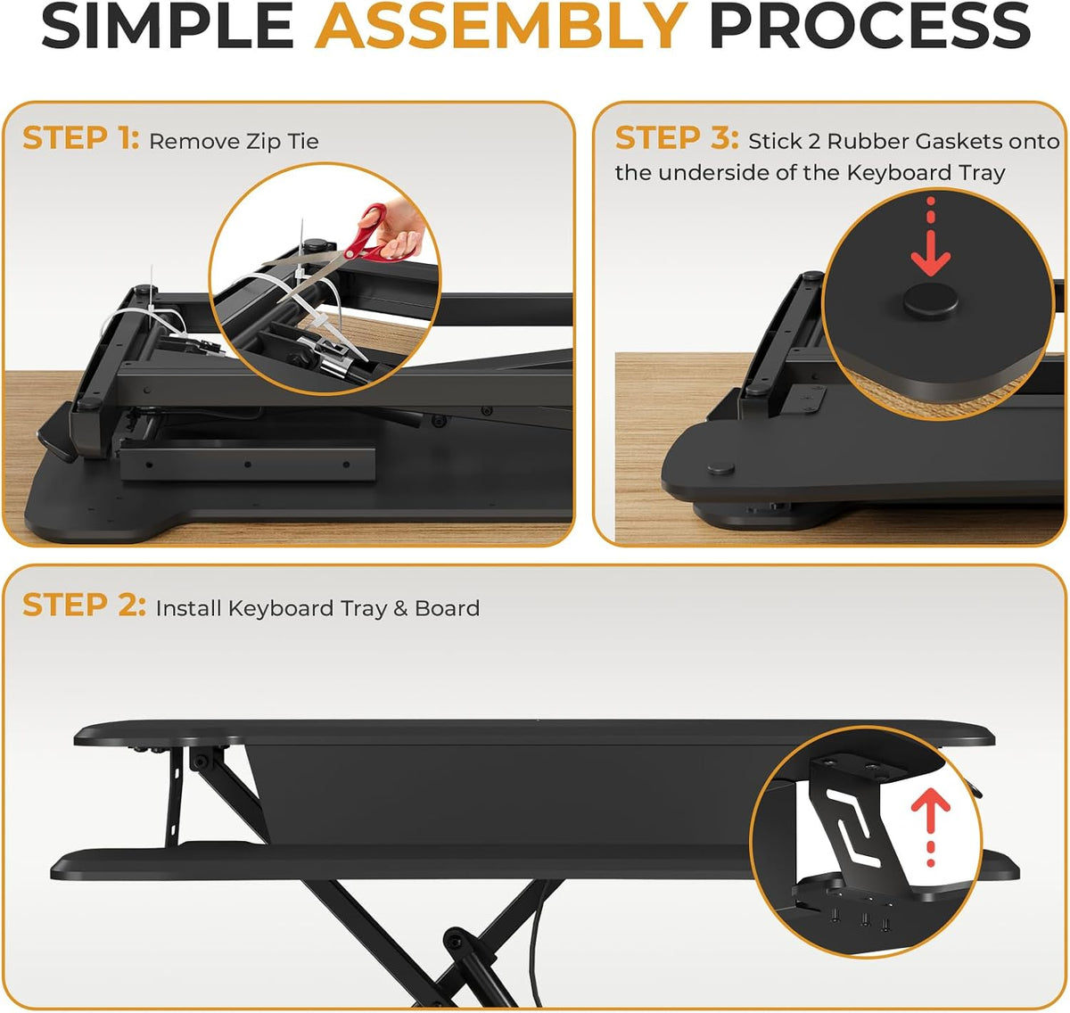 JOY worker Standing Desk Converter, 32" Height Adjustable Desk Riser, Black