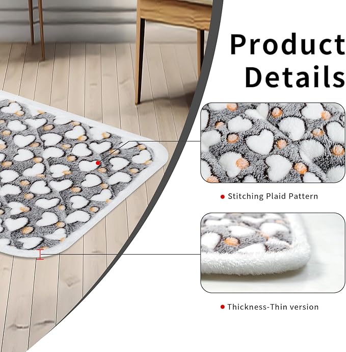 Dog Crate Mats, Soft Reversible Dog Bed Mat, Cat Mat - 24x16 Inch, Short Plush Pet Mat Crate Mat for Small Dogs, 0.6-inch Thick Thin Dog Mat, Machine Washable Ideal for 24-Inch Dog Crates