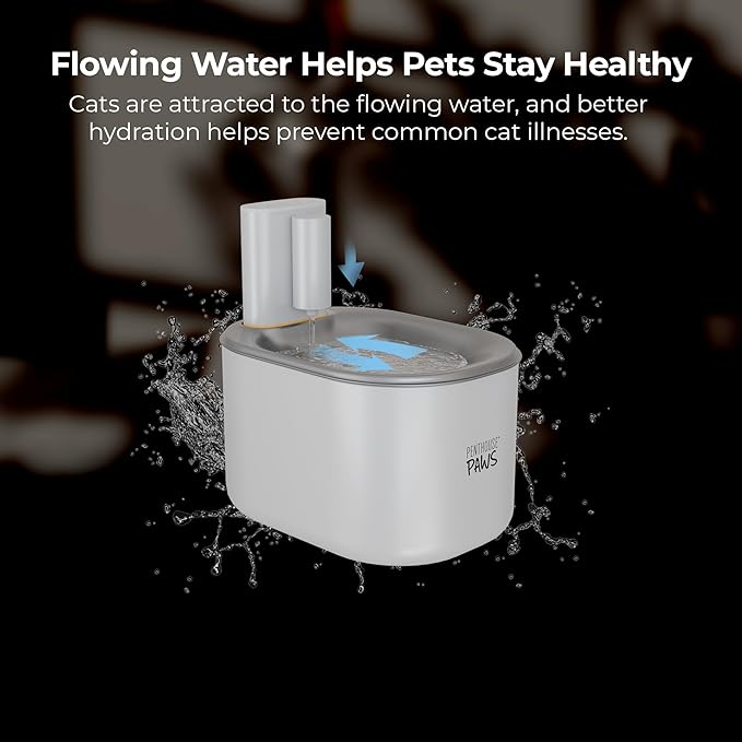 Penthouse Paws Smart Wireless Cat Water Fountain, 3.5L/118oz Automatic Pet Water Dispenser with App Control, Ultra Quiet & Filtered Flow for Cat & Dog