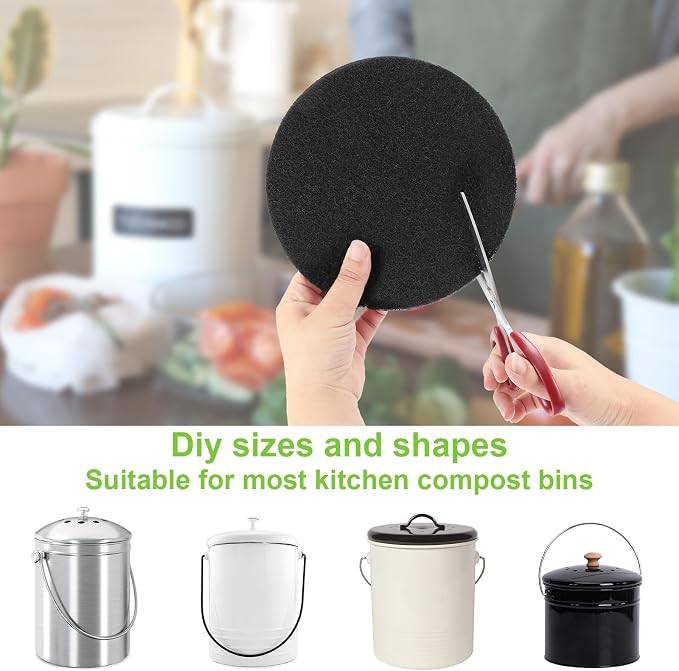 ddLUCK 6 Pack Kitchen Compost Bin Filter, Round Food Waste Bins Activated