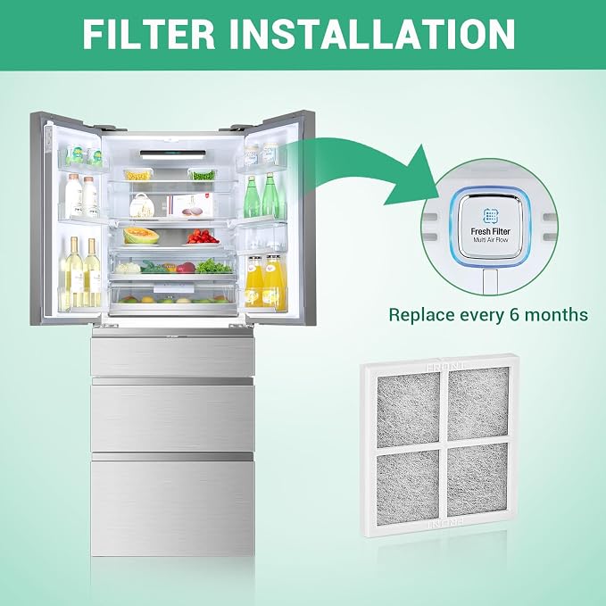 4 Pack Refrigerator Air Filter Replacement, Compatible
