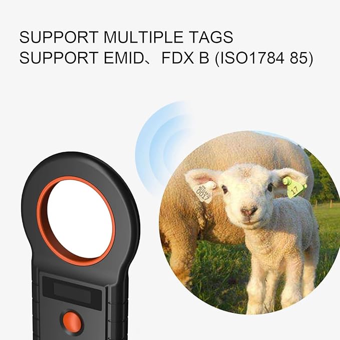 Pet Microchip Scanner, RFID Reader 134.2kHz 125kHz, Rechargeable, Memory Storage 128, for Dogs Cats Animals